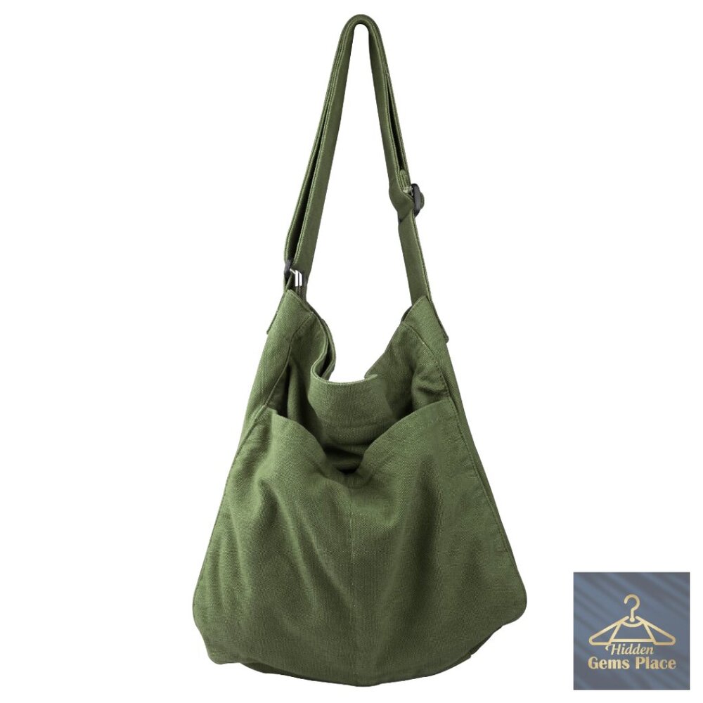 Canvas Hobo Tote Crossbody Bag With Multiple Pockets For Travel Work